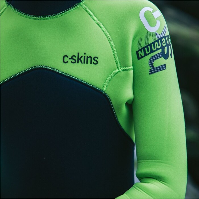 2024 C-Skins Junior NuWave Legend 5/4/3mm Back Zip Wetsuit C-NLE54JBZ - Bluestone / Lime / Multi